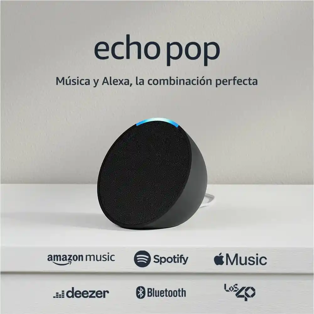Amazon Echo Pop Altavoz Inteligente Bluetooth Con Alexa Sonido Potente Negro