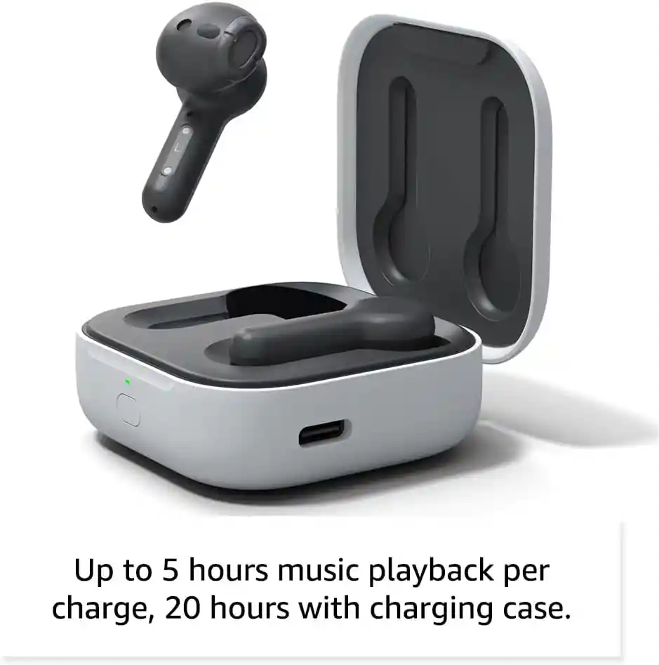 Amazon Echo Buds (modelo Más Reciente), Audífonos Inalámbricos Con Bluetooth 5.2 Y Alexa, Personalización De Audio, Multipunto, 20 Horas De Batería Con Estuche Cargador, Resistentes Al Sudor, Negro