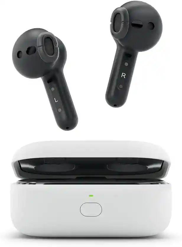 Amazon Echo Buds (modelo Más Reciente), Audífonos Inalámbricos Con Bluetooth 5.2 Y Alexa, Personalización De Audio, Multipunto, 20 Horas De Batería Con Estuche Cargador, Resistentes Al Sudor, Negro
