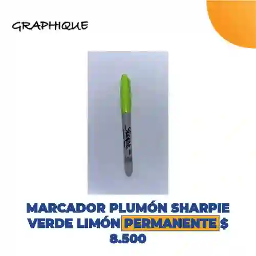 Marcador Plumón Sharpie Verde Limón Permanente