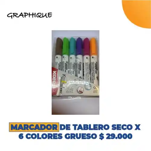 Marcador De Tablero Seco X 6 Colores Grueso
