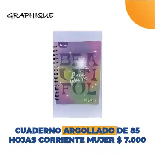 Cuaderno Argollado De 85 Hojas Corriente Mujer