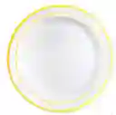 Platos Dorados 26cms Desechables Blanco Borde Dorado, Platos De Lujo, Platos Elegantes