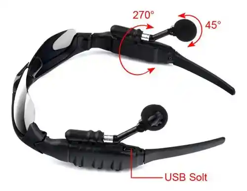 Gafas Bluetooth Con Micrófono Ajustable Y Puerto Recargable