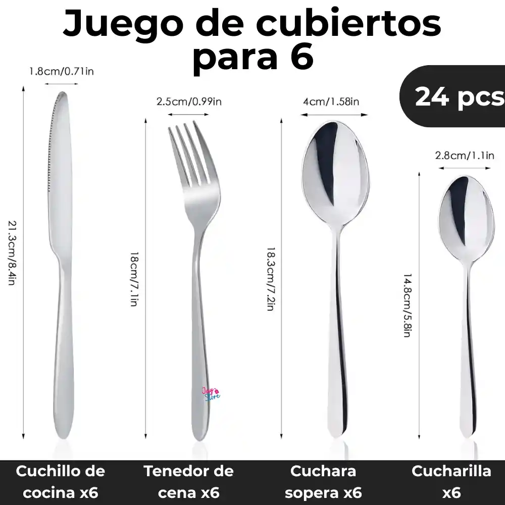 Cubiertos Set 24 Piezas Acero Inoxidable High Quality