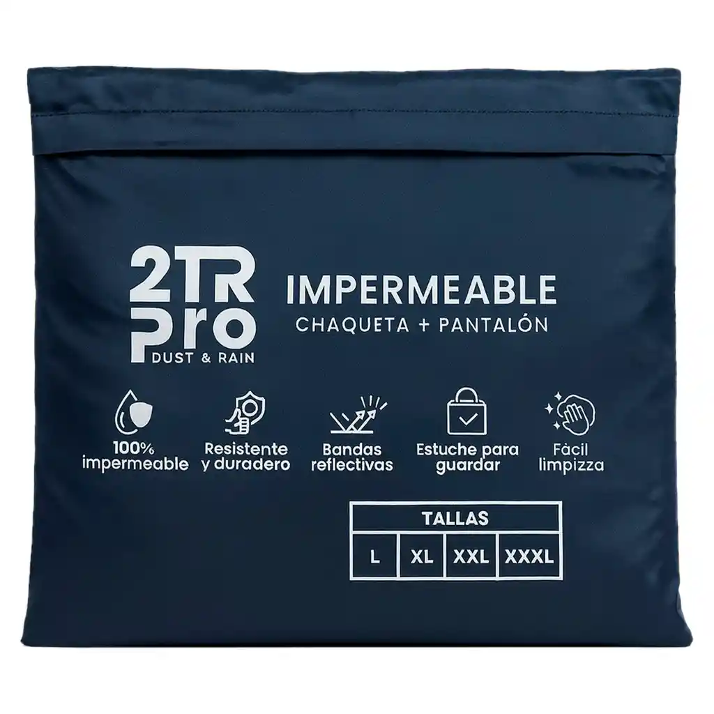 Impermeable Moto Lluvia 2tr Pro Liviano Tipo Sudadera Azul Oscuro 668