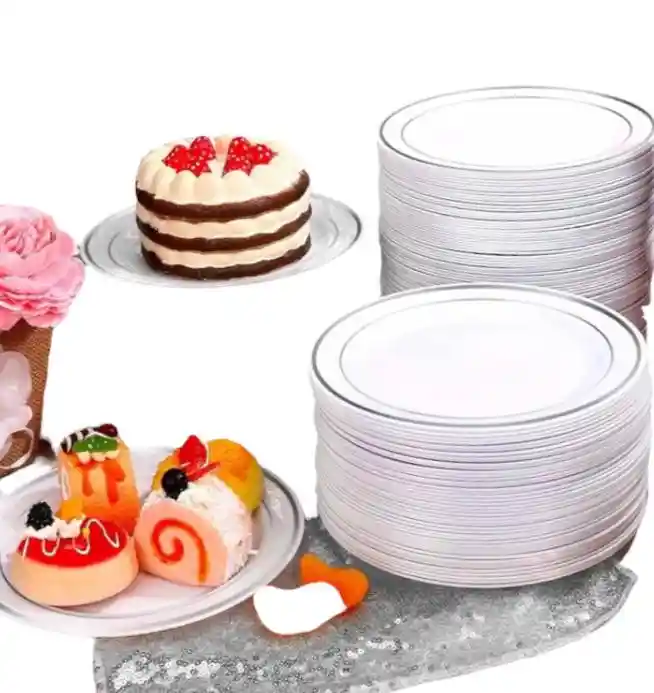 Platos Plateados 18 Cms X 6 Unds , Platos Postre, Elegante, De Lujo