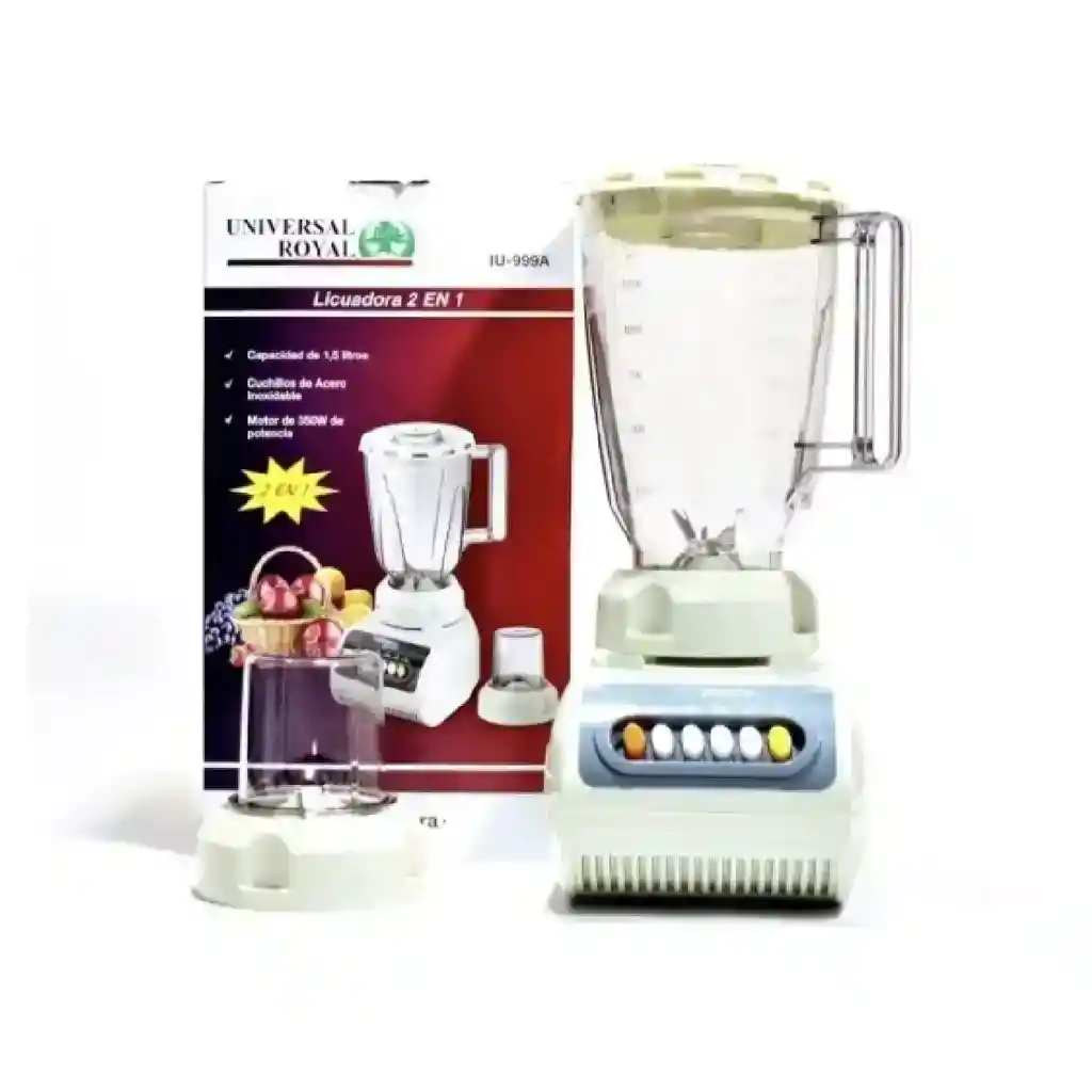Licuadora + Picatodo 1,5 L 4 Velocidades Vaso Plastico Universal Royal Iu-999a