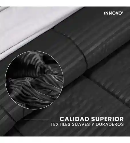 Edredón Fibra Para Cama Queen Tela Suave Innovo Negro Grande