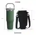 Termo 900 Ml Flip Con Funda De Neopreno Rosa Con Correa Y Bolsillos Innovo Negro Con Verde