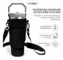 Termo 900 Ml Flip Con Funda De Neopreno Rosa Con Correa Y Bolsillos Innovo Negro Con Verde