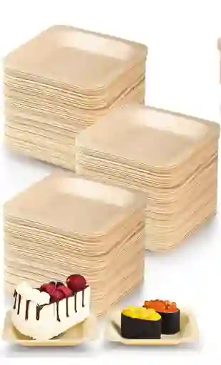 Platos Ecológicos, Platos Bambú 11 Cms, Platos Hoja De Palma, Platos Madera