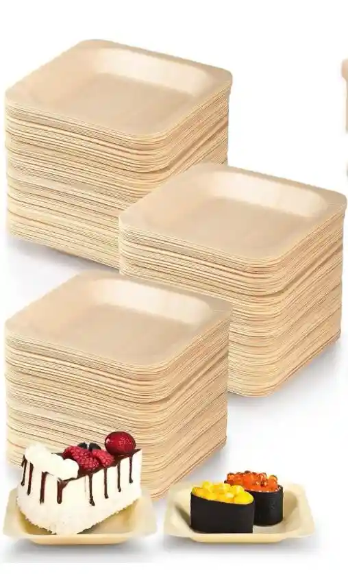 Platos Ecológicos, Platos Bambú 11 Cms, Platos Hoja De Palma, Platos Madera