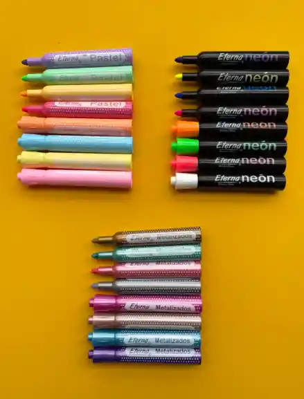 Set Marcador Vinilo Pastel,metalizado Y Neon