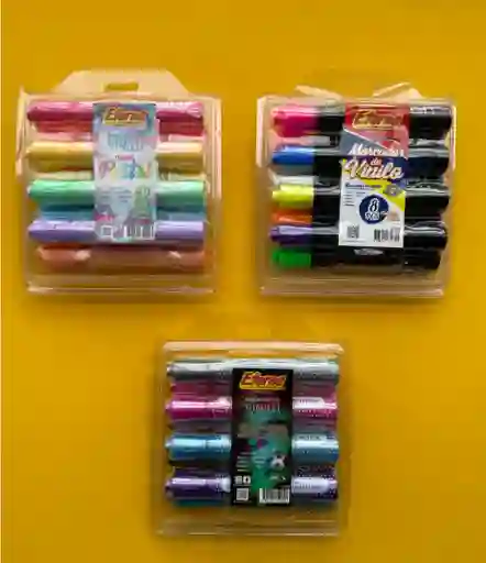 Set Marcador Vinilo Pastel,metalizado Y Neon