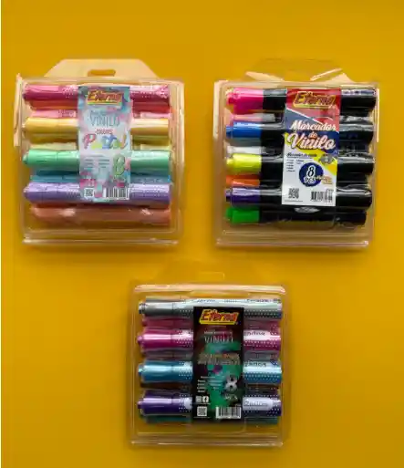 Set Marcador Vinilo Pastel,metalizado Y Neon