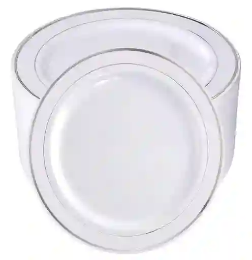 Platos Plateados 26 Cms X 8 Unds , Platos De Lujo, Platos Elegantes, Platos Desechables