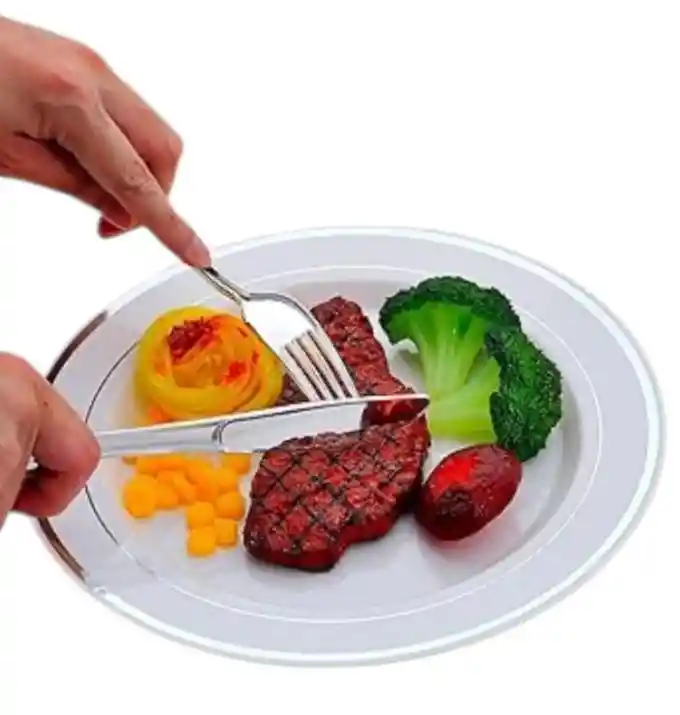 Platos Plateados 26 Cms X 8 Unds , Platos De Lujo, Platos Elegantes, Platos Desechables