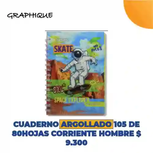 Cuaderno Argollado De 80 Hjs Corriente Motivos Hombre