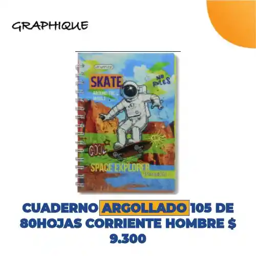 Cuaderno Argollado De 80 Hjs Corriente Motivos Hombre