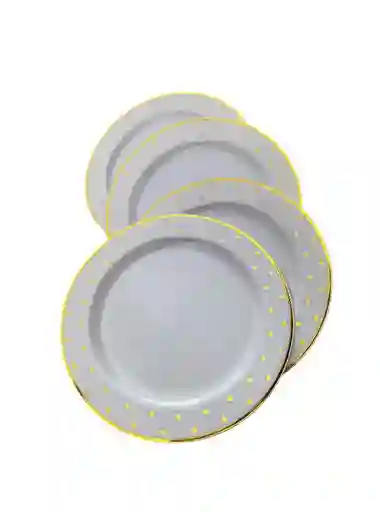 Platos Dorados 18 Cms X 6 Unds , Platos Con Puntos Dorados, Platos De Lujo, Platos Elegantes