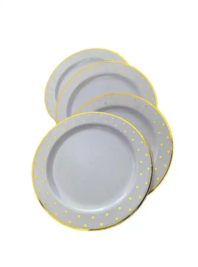 Platos Dorados 18 Cms X 6 Unds , Platos Con Puntos Dorados, Platos De Lujo, Platos Elegantes