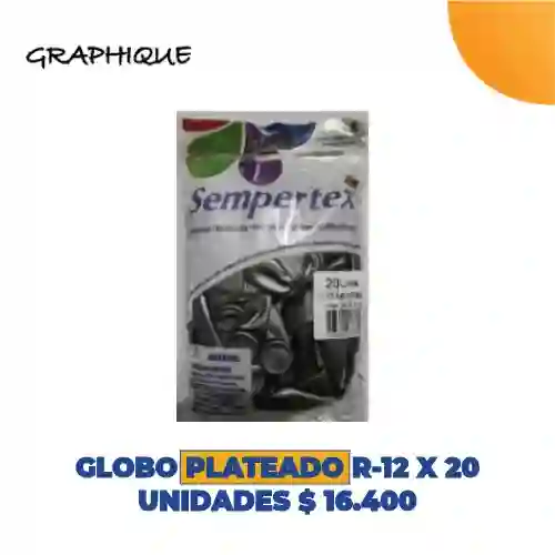 Globo Plateado R-12 X 20 Unidades