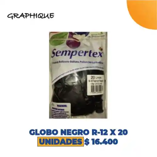 Globo Negro R-12 X 20 Unidades
