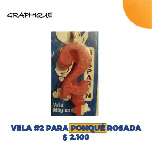 Vela #2 Para Ponque Rosada