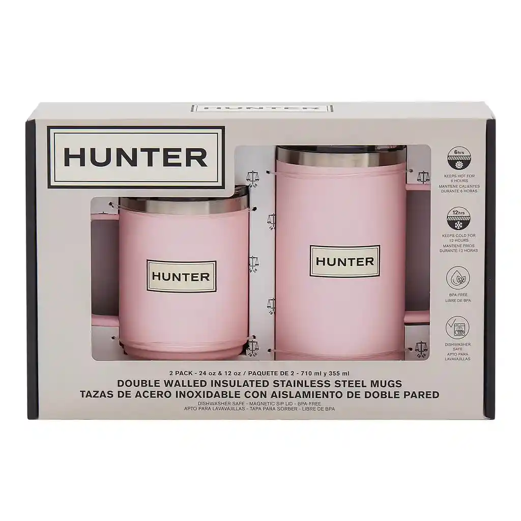 Hunter Juego De Tazas Para Café Con Tapa En Acero Inoxidable 2 Piezas