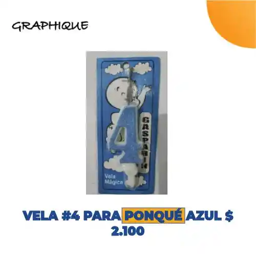 Vela # 4 Para Ponque Azul