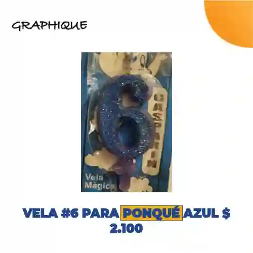 Vela #6 Para Ponque Azul