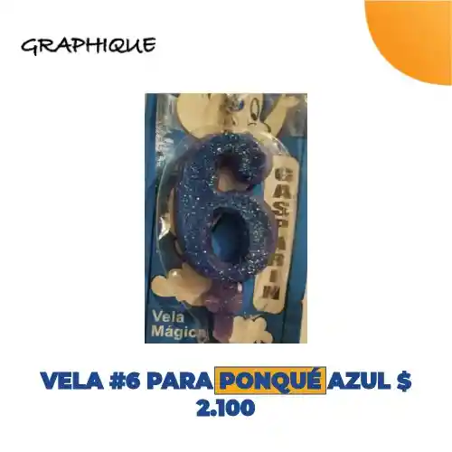 Vela #6 Para Ponque Azul