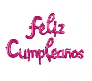 Bouquet De Globos Feliz Cumpleaños Cursiva Rosa Intensa