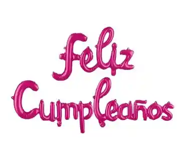 Bouquet De Globos Feliz Cumpleaños Cursiva Rosa Intensa