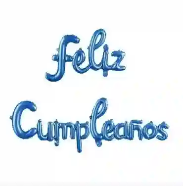 Bouquet De Globos Feliz Cumpleaños Cursiva Azul Rey