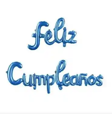 Bouquet De Globos Feliz Cumpleaños Cursiva Azul Rey