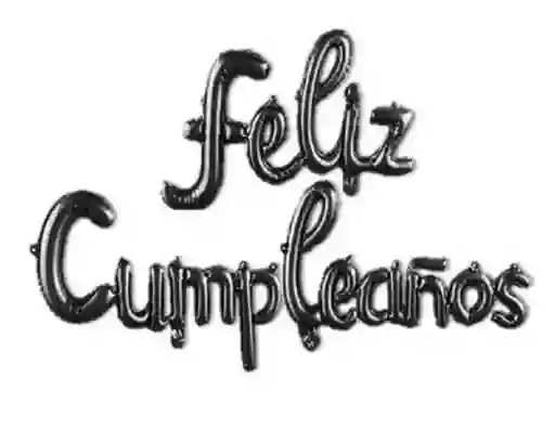 Bouquet De Globos Feliz Cumpleaños Cursiva Negro