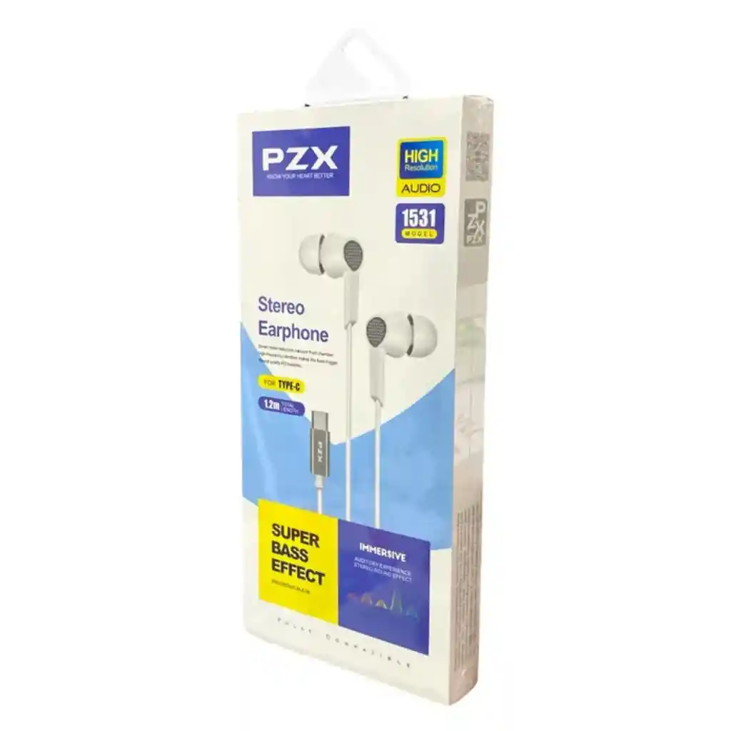 Audífonos Alámbricos Pzx Modelo 1531 Color Blanco