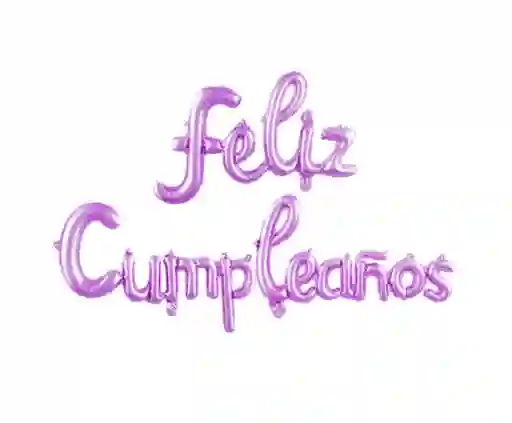 Bouquet De Globos Feliz Cumpleaños Cursiva Lila