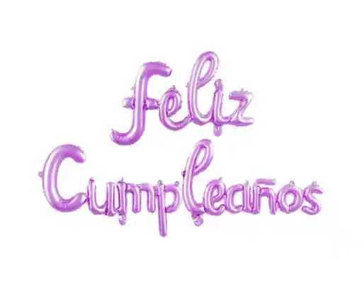Bouquet De Globos Feliz Cumpleaños Cursiva Lila