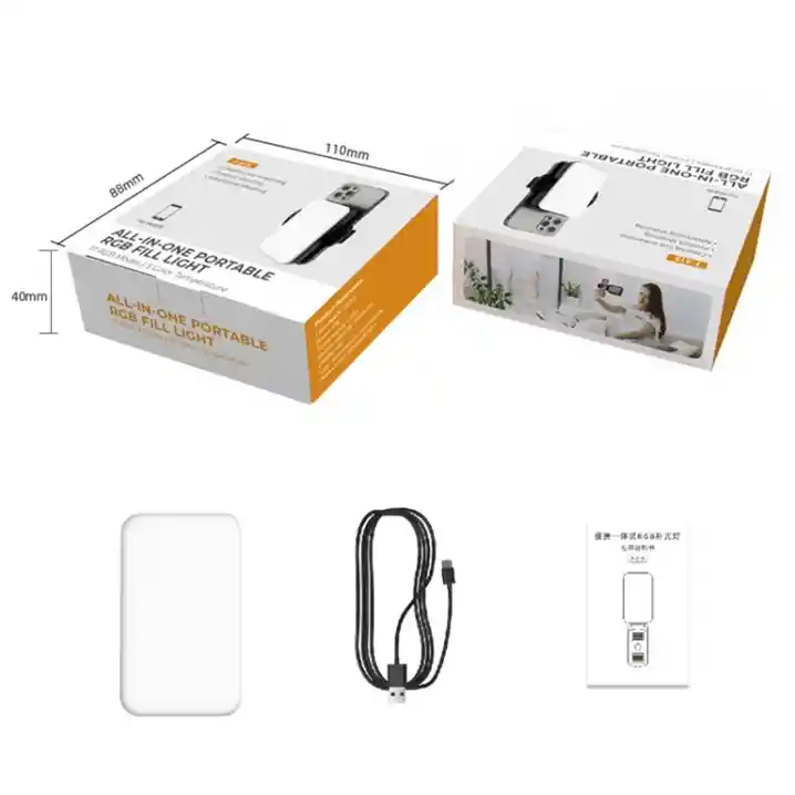 Lámpara De Fotografía De Luz De Relleno Rgb Con Clip De Teléfono Plegable