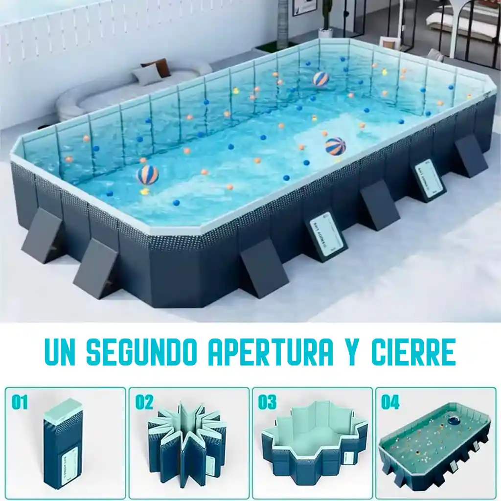 Piscina Plegable 295×165×55cm Portátil Adultos Niños Familiar