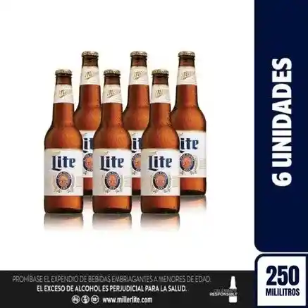 Miller Lite Cerveza Botella 250ml X 6und