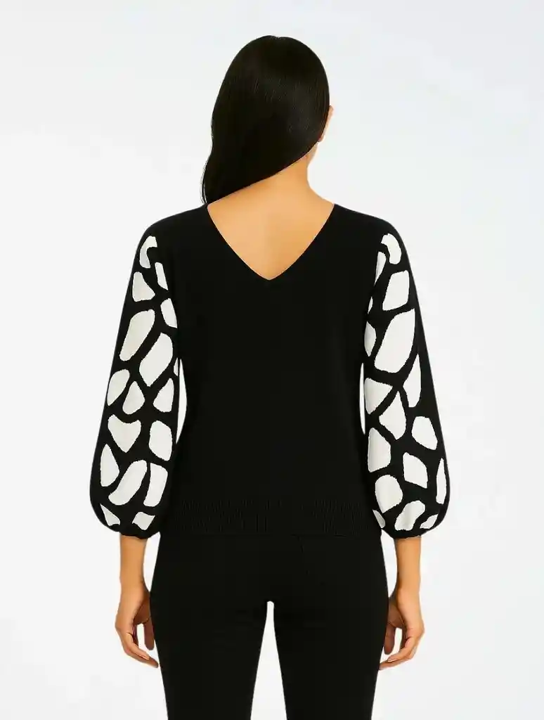 Suéter Para Mujer Cuello V -the Osh Negro