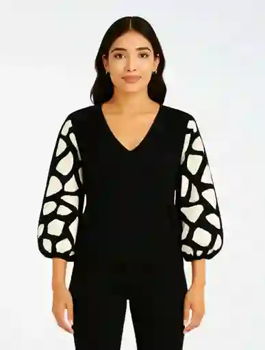 Suéter Para Mujer Cuello V -the Osh Negro