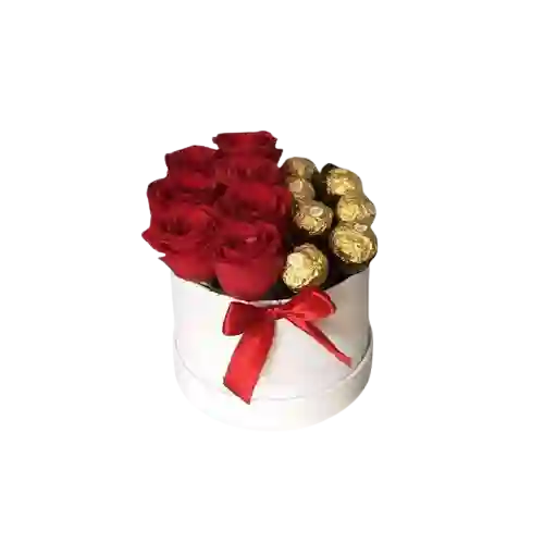 Flor De Rosas Y Chocolates Caja Encanto Rojo