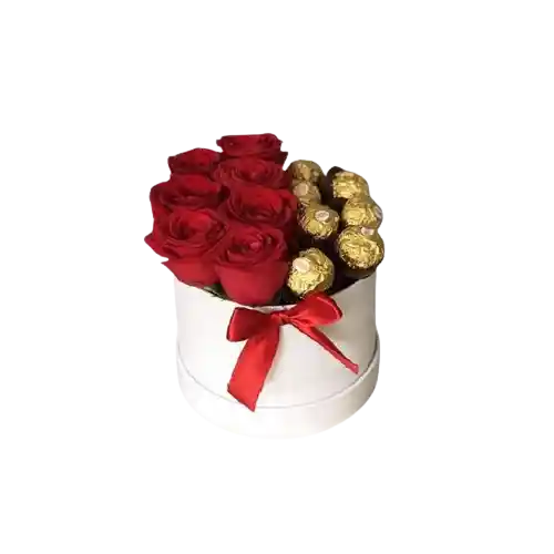 Flor De Rosas Y Chocolates Caja Encanto Rojo