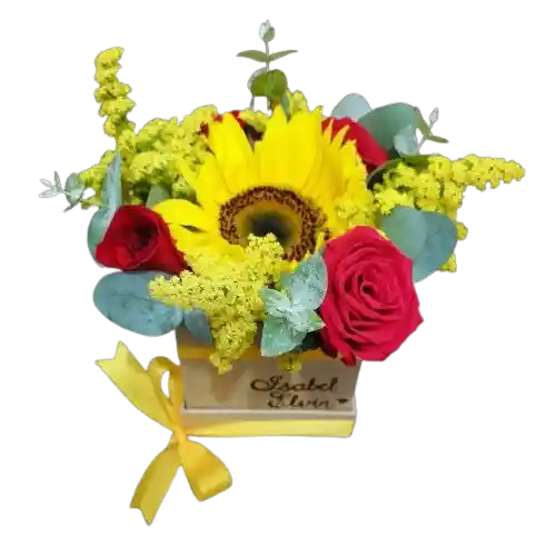 Flor De Girasol Y Rosas, Caja Girasol Radiante