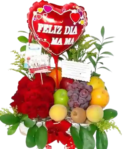 Flor De Rosas Y Frutas Mamá